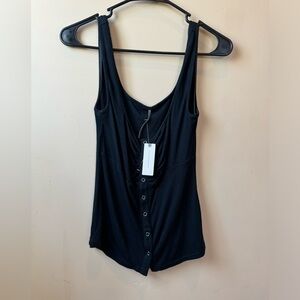 Women’s Black Button-Front Tank Top